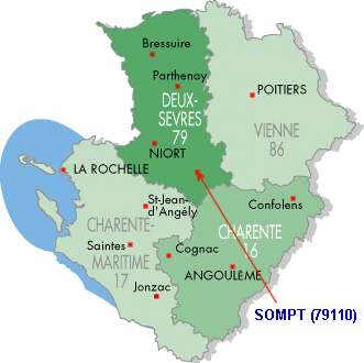 Map showing Sompt in relation to the rest of France